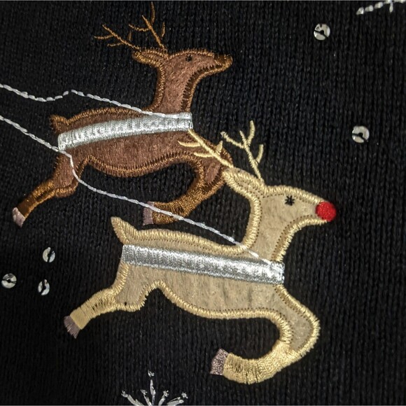 Christmas Sweater Vest Womens L Large Santa Cheetah Zebra Cardigan Reindeer Snow - Picture 5 of 10